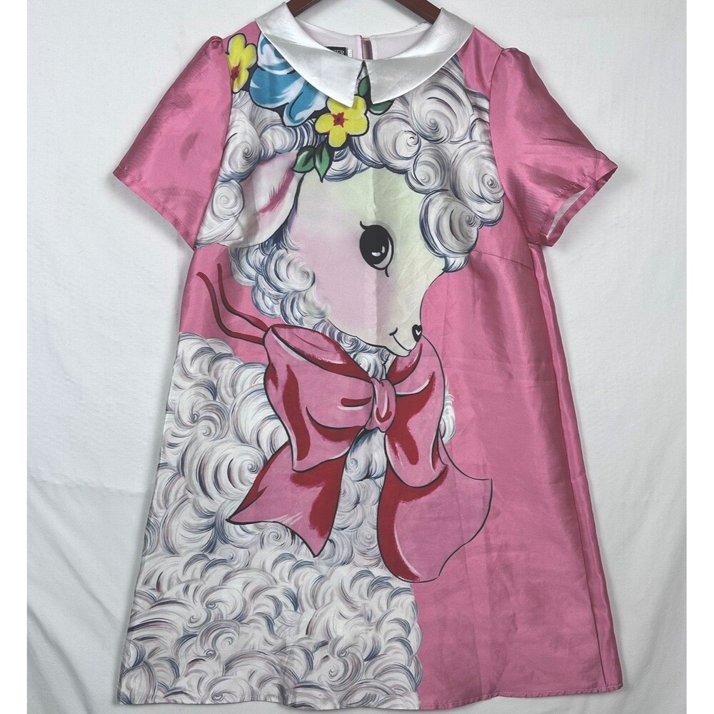 Weiniruier Kawaii Pink Lamb Dress Peter Pan Collar Kitsch Storybook Costume XXL